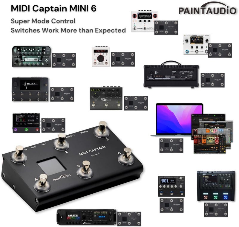 PAINTAUDIO Paint Audio MIDI Captain MINI 6 Foot Controller Multi-Effects Keyboards Synthesizer USB-MIDI DAW DSP Software USB-HID Support Multi-state Switch Cycling(MIDI Captain MINI 6) - Image 2